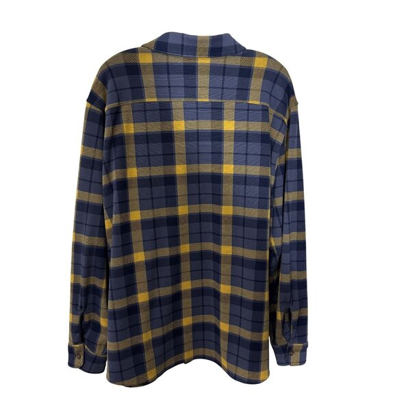 Duluth Trading Co Mens 2XL Blue & Yellow Plaid Untucked Flannel Shirt - Picture 4 of 7